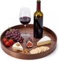 Leinuosen 20'' Walnut Wood Lazy Susan for Countertop Large Turntable Rotating Serving Tray for Table Top Non Skid Kitchen Tra