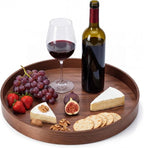Leinuosen 20'' Walnut Wood Lazy Susan for Countertop Large Turntable Rotating Serving Tray for Table Top Non Skid Kitchen Tra