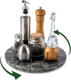 Koville 12'' Black Marble Lazy Susan for Dinning, Marble Turntable for Kitchen Counter, Lazy Susans Organizer for Cabinet, Se