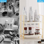 FSyueyun 2-Tier Bathroom Countertop Organizer, Tool-Less Premium Plastic Makeup Organizer - Bathroom Tray for Perfume, Skinca