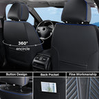 Coverado Front Seat Covers, Waterproof Leather Car Seat Protector, Universal Fit for Most Cars (Black&Blue)