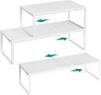 SONGMICS Spice Racks, Set of 3 Expandable Kitchen Countertop Shelves, Small Cupboard Organizers, Metal, Space-Saving Tabletop