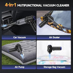 Car Vacuum Portable Cordless High Power Small Handheld Vacuum Cleaner 4-in-1 Compressed Air Duster & Air Blower & Pump Hand H