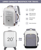 LOVEVOOK Large Travel Backpack for Women, 50L Carry on Backpack Airplane Approved, TSA Personal Item Travel Bag for Women fit
