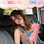 Lenwen 2 Pcs Seat Belt Pillow for Kids Cover for Boys Girls Seatbelt Cushion Pillow for Toddler Car Strap Covers for Travel S