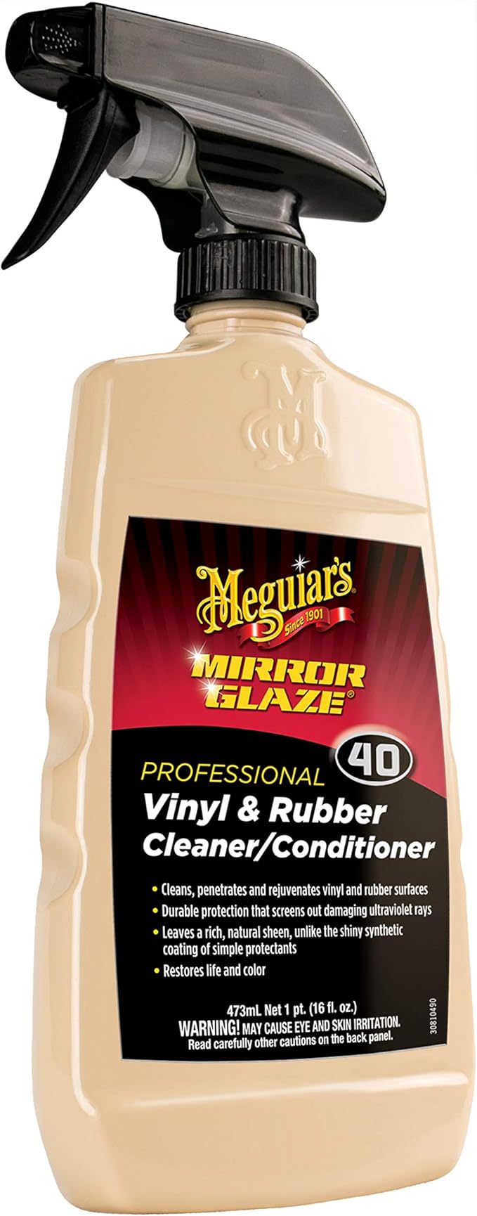 Meguiar's M40 Mirror Glaze Vinyl and Rubber Cleaner and Conditioner M4016, Screens Out UV Rays and Leaves Behind a Natural Sh