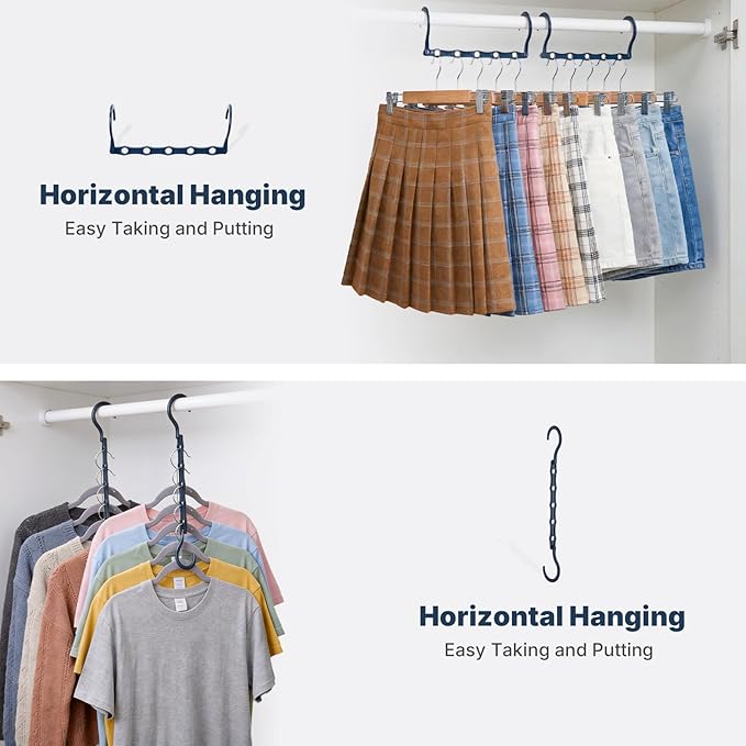 HOUSE DAY 10 Pack Closet Organizers and Storage with 5 Holes for Cascading, Multipurpose, Space Saving Hanger Organizer, Clos