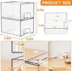 4.4" Tall Small Clear Acrylic Stackable Storage Drawers for Vanity,Under Sink,Bathroom Closet,Medicine Cabinet Organization a