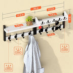 35'' White Coat Rack Wall Mount with Shelf, Solid Wood Coat and Key Hanger with 13 Metal Hooks, Farmhouse Wall Organizer for 