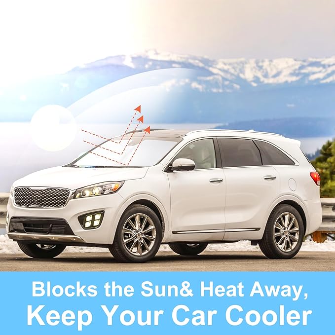 Front Windshield Sun Shade Foldable Car Front Window Sun Shade Windshield Shade Custom Fit for 2016-2020 Kia Sorento Block UV Rays Accessories Heat Keep Cooler