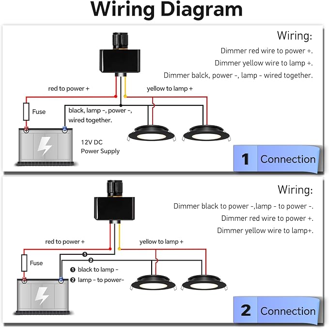 acegoo 12V Dimmer Switch Aluminum RV Light Dimmer High-Side PWM Dimmer, Perfect for Camper Van Boat Trailer Truck Cars, Works with 12V LED Light Fixture, Rotary Dimming (6A-Upgrade)