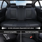 Coverado Car Seat Covers Full Set, Black Seat Covers for Car with Lumbar Support, Nappa Leather Seat Covers Waterproof Car Se
