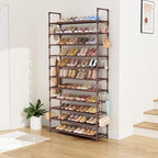 LANTEFUL 11 Tiers Tall Shoe Rack Holds 55 Pairs of Shoes with 18pcs Hooks Sturdy Wide Shoe Organizer Storage Free Standing Me