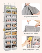 ULG Over The Door Shoe Organizer for Closet Fit 24-32 Pairs with Large Deep Pockets, Narrow Shoe Rack for Door Hanging Boots 