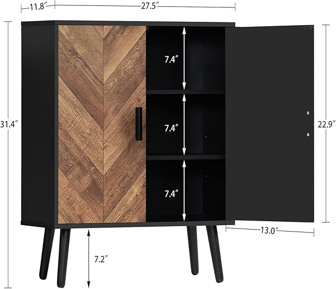 Iwell Storage Cabinet with 2 Shelves & Doors, Sideboard Buffet Cabinet with Storage, Entryway Cabinets, Accent Cabinets for L