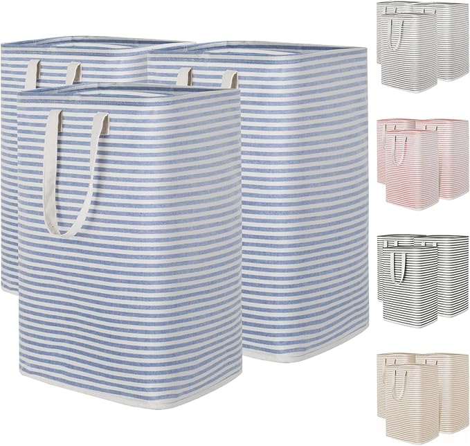Lifewit 3 Pack Laundry Basket 80L Each, Collapsible Clothes Hamper with Reinforced Handles, Freestanding Waterproof Design fo