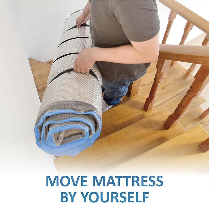 Storage Logic Foam Mattress Vacuum Bag with Blue Zipper, Mattress Storage Bag, Straps Included, Twin/Twin-XL