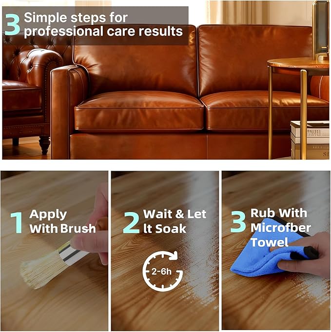 Leather Cleaner and Conditioner, Premium Wooden & Leather Furniture Repair Salve, Polisher & Moisturizer, Restores & Protects