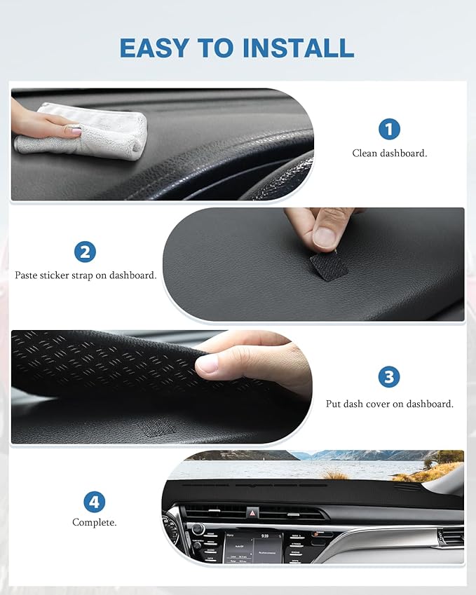 FIILINES Dash Cover for Toyota Camry 2018-2024 (No HUD), Camry Accessories Dashboard Cover Mat No Glare Sunshade Anti-Slip Pa