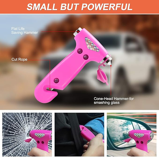 THINKWORK Car Emergency Kit for Teen Girl and Lady's Gifts, Pink Emergency Roadside Assistance kit with 10FT Jumper, First Ai