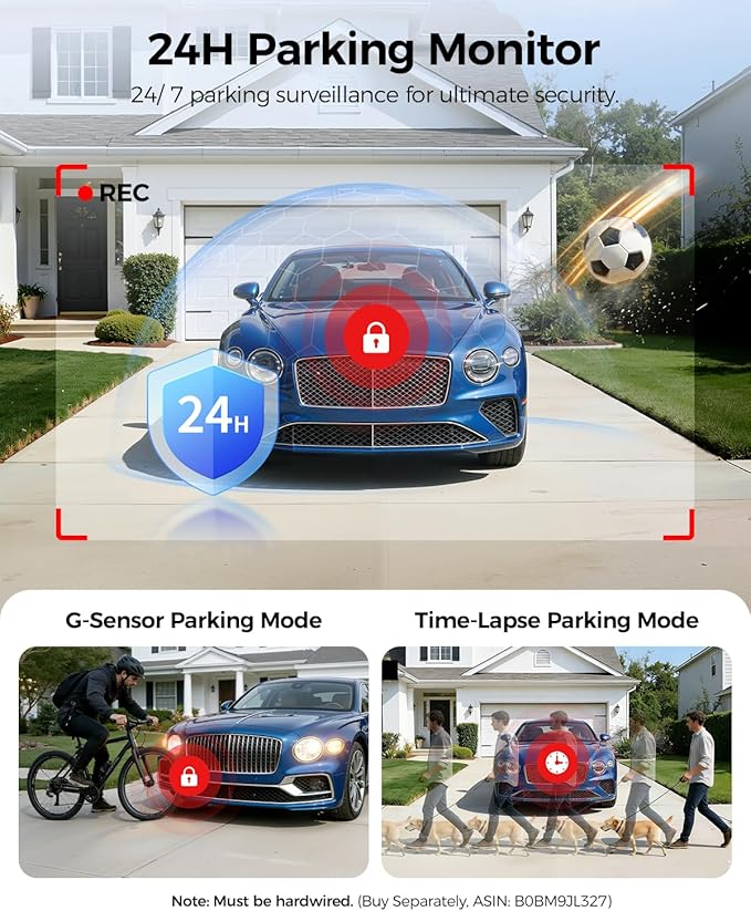 AZDOME ADAS Dash Cam Front and Rear, 4K+2.5K UHD Dash Camera for Cars, 64GB Card Included, Voice Control, Bulit-in 5.8GHz Wi-