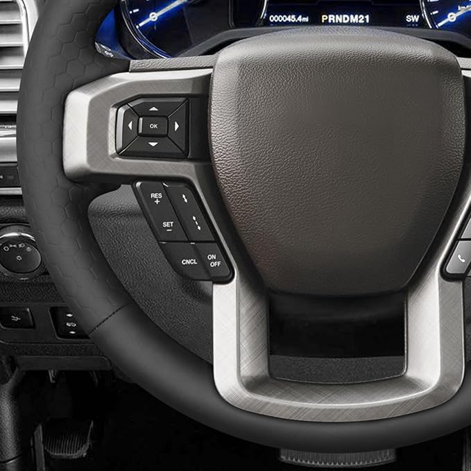 MEWANT Hand Stitch Black Hexagon Embossed Faux Leather Steering Wheel Cover for Ford F150 F250 F350 Expedition 2018-2021