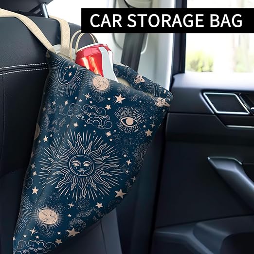 Car Trash Can, Cute Car Trash Bag, Hanging Car Organizer and Storage Bag, Trash Bin for Car Accessories, Vehicle, Travelling, Camping Cute Universe