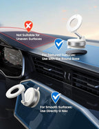 Lamicall Car Phone Mount - [70 LBS Strongest Suction] for Magsafe Car Mount, 360° Adjustable Suction Cup Phone Mount Dashboard Windshield Vacuum Magnetic Phone Holder for Car White
