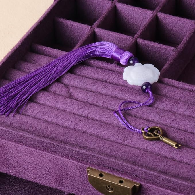 Women Jewelry Box Lockable 3 Layers Large Jewelry Organizer Storage Case for Earrings Necklaces Rings Bracelets,Green Display
