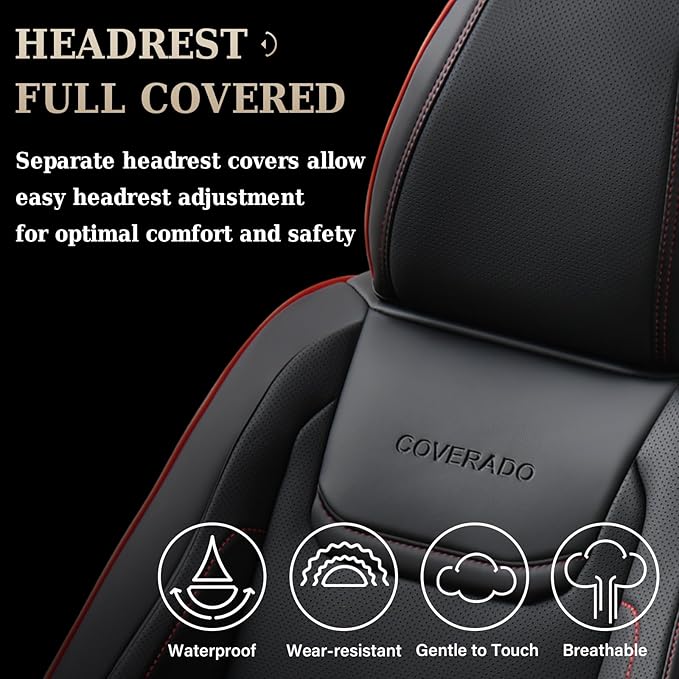 Coverado Car Seat Covers, Front Covers for Cars, Car Seat Cover Front Seats, Car Seat Protector Waterproof, Leather Cushion, 