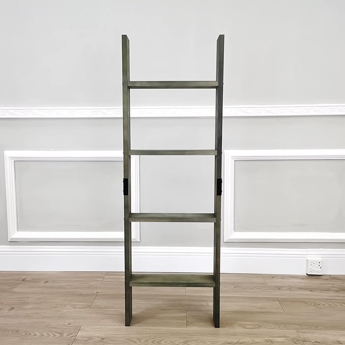 FixtureDisplays® 4-Foot Rustic Farmhouse Blanket Ladder, Wall-Leaning Decorative Wood Ladder, Ladder-Style Pine Wood Blanket 