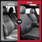 FREESOO Front Car Seat Covers - Luxury Breathable Waterproof Faux Leather Car Seat Cushion Protectors with Lumbar Support, Un