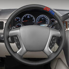 MEWANT USA 250th Anniversary Embroidered Hand-Stitched Steering Wheel Cover for Chevy Silverado 1500 2007-2013 2500 2014 3500 Avalanche Suburban Tahoe 2014 Traverse Black Faux Leather Steering Wrap