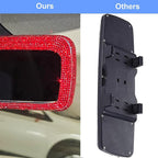 Unifizz Bling Rhinestone Rear View Mirror Cover, Car Rear View Mirror with Crystal Diamonds Bling Rhinestones Car Rear View Mirror Car Interior Trim(Red)