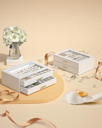 AKOZLIN Jewelry Box with Clear Lid Functional Leather Jewelry Storage Organizer Case 2 Drawers for Women Girls Necklace Ring 