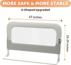 omzer Bed Guard Rail for Toddlers - 47inch Foldable & Adjustable Height Baby Bed Safety Side Rails - Large Toddler Crib Raili