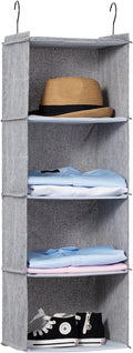Hanging Closet Organizer, Easy Mount Collapsible 4-Shelf Camper Closet Wardrobe Hanging Storage Shelves, Folded Clothes Towel
