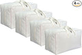Soft Large Canvas Comforter Storage Bags with Four Carrying Handles and Clear Window, Closet Organizer for Clothing, Blankets