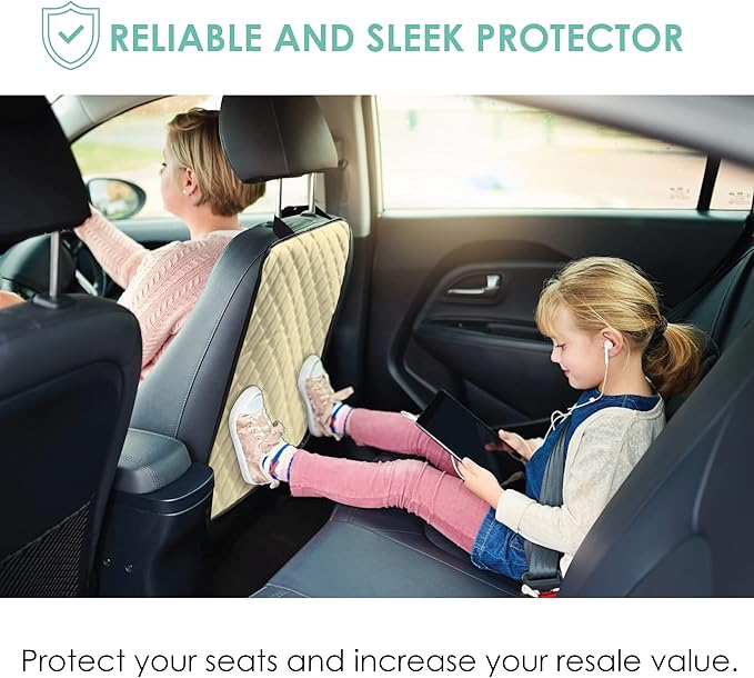 FH Group Faux Leather Auto Seat Back Kick Protectors, Heavy Duty Car Kick Mat for Kids –2-Pack Diamond Stitched Back Seat Pro