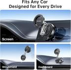 SYNCWIRE for MagSafe Car Mount [3-Axis Adjustable], Vacuum Magnetic Phone Holder with Replaceable Suction Cup Dashboard/Windshield, 360° Rotation & Foldable, for iPhone 17-12 Pro Max Plus