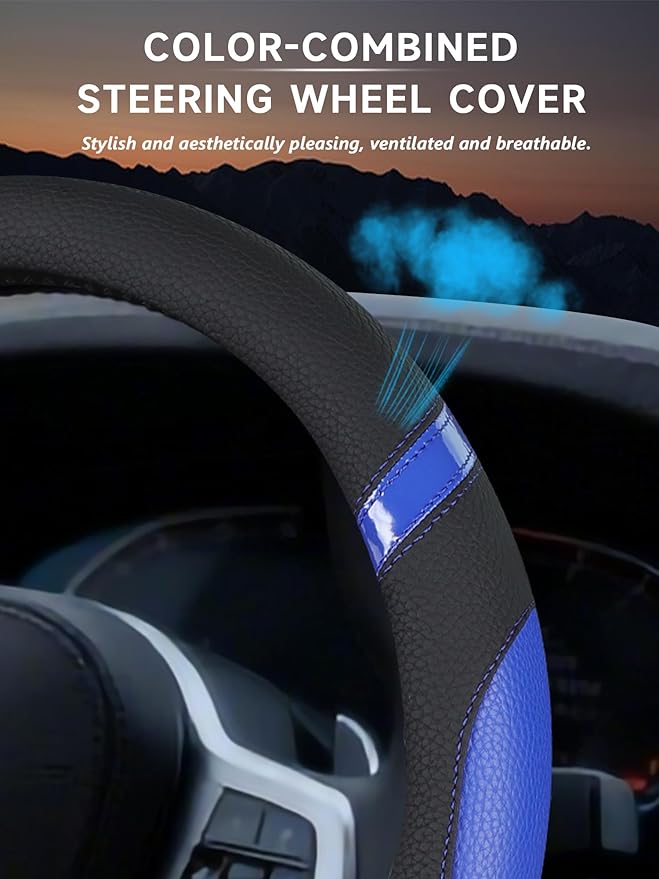 Cxtiy Universal 15.5-16 Inch Steering Wheel Cover – Non-Slip Microfiber Leather, Easy Install, Thickened Grip, All-Season Com