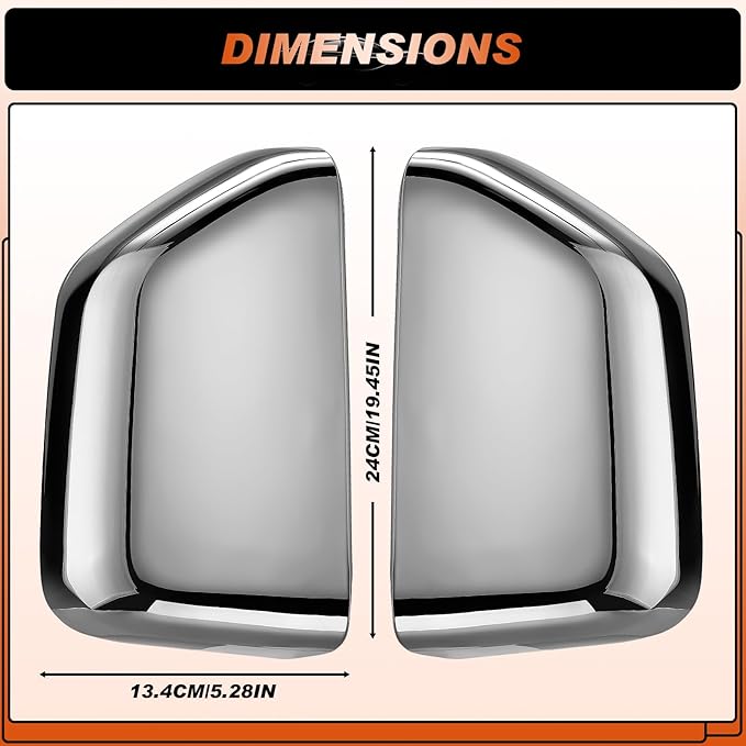 ACLONG Chrome Tow Mirror Cover Caps Left & Right Rearview Side Mirror Covers Compatible with Ford F250 F350 F450 Super Duty 2017-2024 Replaces HC3Z-17D743-AA-1 Pair