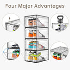 12 Pack Shoe Boxes Shoes Organizer, Shoe Storage Organizer Boxes with Magnetic Door, Clear Shoe Organizers Sneaker Storage Sh