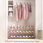 Bumusty 3-Tier Expandable Shoe Rack for Closet, 18“-33” Adjustable Shoe Rack for Small Space, Small Shoe Organizer for Front 