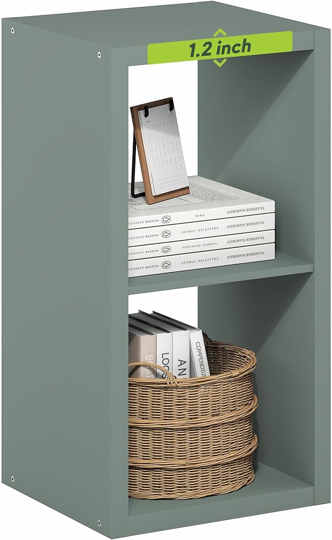 Furinno Cubicle Book Shelf, 2-Cube Bookshelf, Extra Thick Frame Horizontally & Vertically Reversible Bookcase with Open Back,