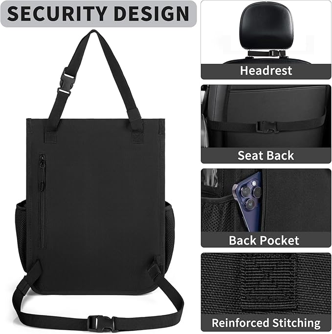 Car Front Seat Organizer Backseat Organizer with Dedicated Tablet Laptop Storage Adjustable Shoulder Strap Cup Holder Truck Seat Storage Universal Fits for Most of Car