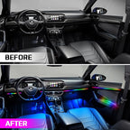 Dreamcolor Acrylic Interior Car Light 10 in 1 Automotive Ambient Light Kits with APP Control 16 Million Color 175 inches Fiber Optic Car LED Strip Light, RGB Music Sync Neon Light Kits