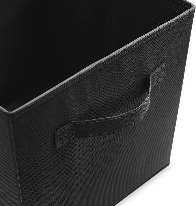 Casafield Set of 6 Collapsible Fabric Cube Storage Bins, Black - 11" Foldable Cloth Baskets for Shelves, Cubby Organizers & M