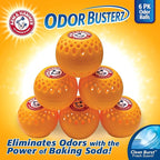 Arm & Hammer OdorBusterz® Odor Eliminator Balls, Clean Burst, 6 Count – Baking Soda Odor Control for Closets, Drawers, Hamper