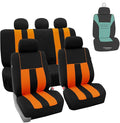 FH Group Orange Polyester Car Seat Covers - Full Set with Front and Rear Seat Cover, Universal Fit, Striking Striped Design, 